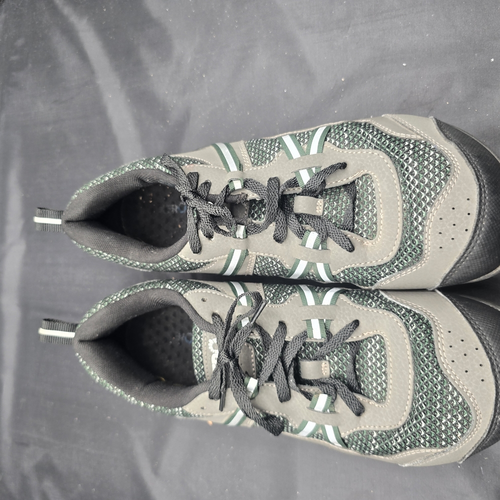 Gray and Green Athletic Shoes with Breathable Mesh
